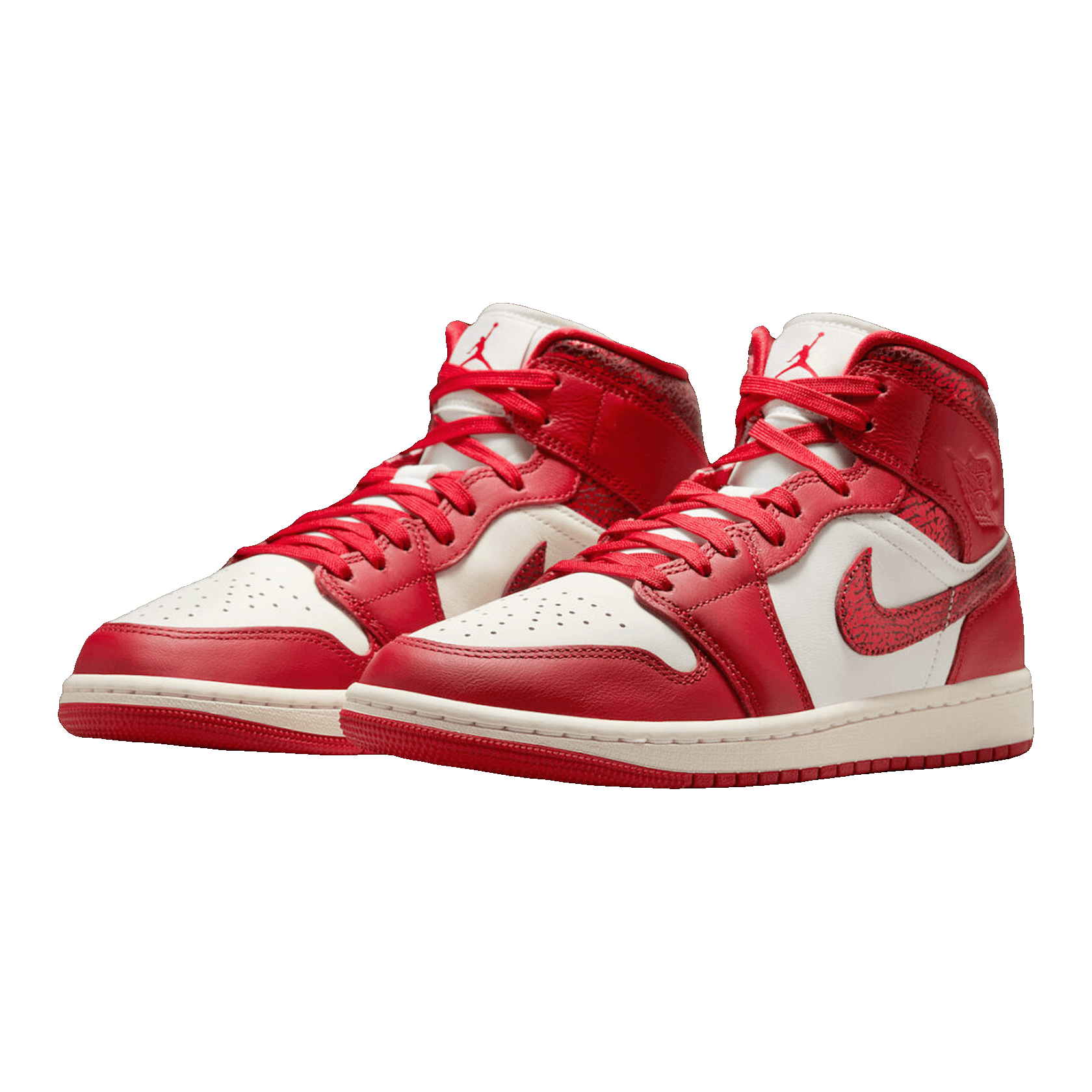 Nike Air Jordan 1 Mid SE Red Cracked Leather (W) Side