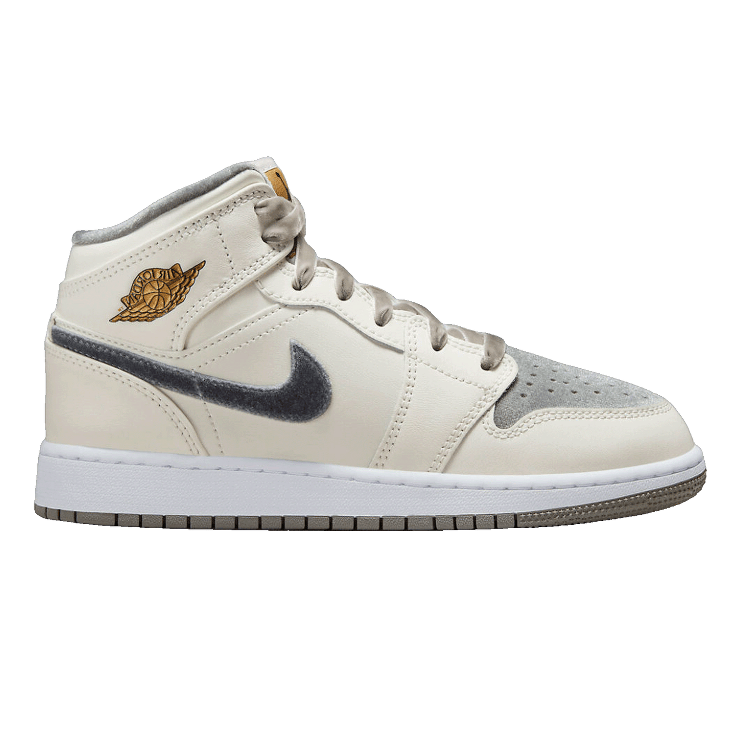 Nike Air Jordan 1 Mid SE Sail Metallic Gold Flat Pewter (GS)