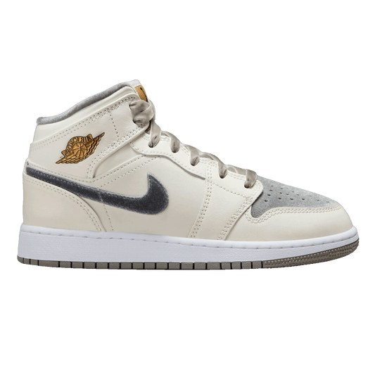 Nike Air Jordan 1 Mid SE Sail Metallic Gold Flat Pewter (GS)