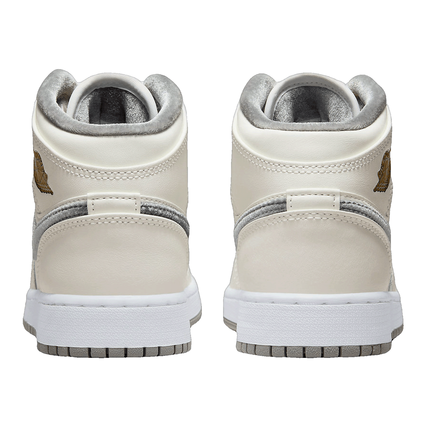 Nike Air Jordan 1 Mid SE Sail Metallic Gold Flat Pewter (GS) Back