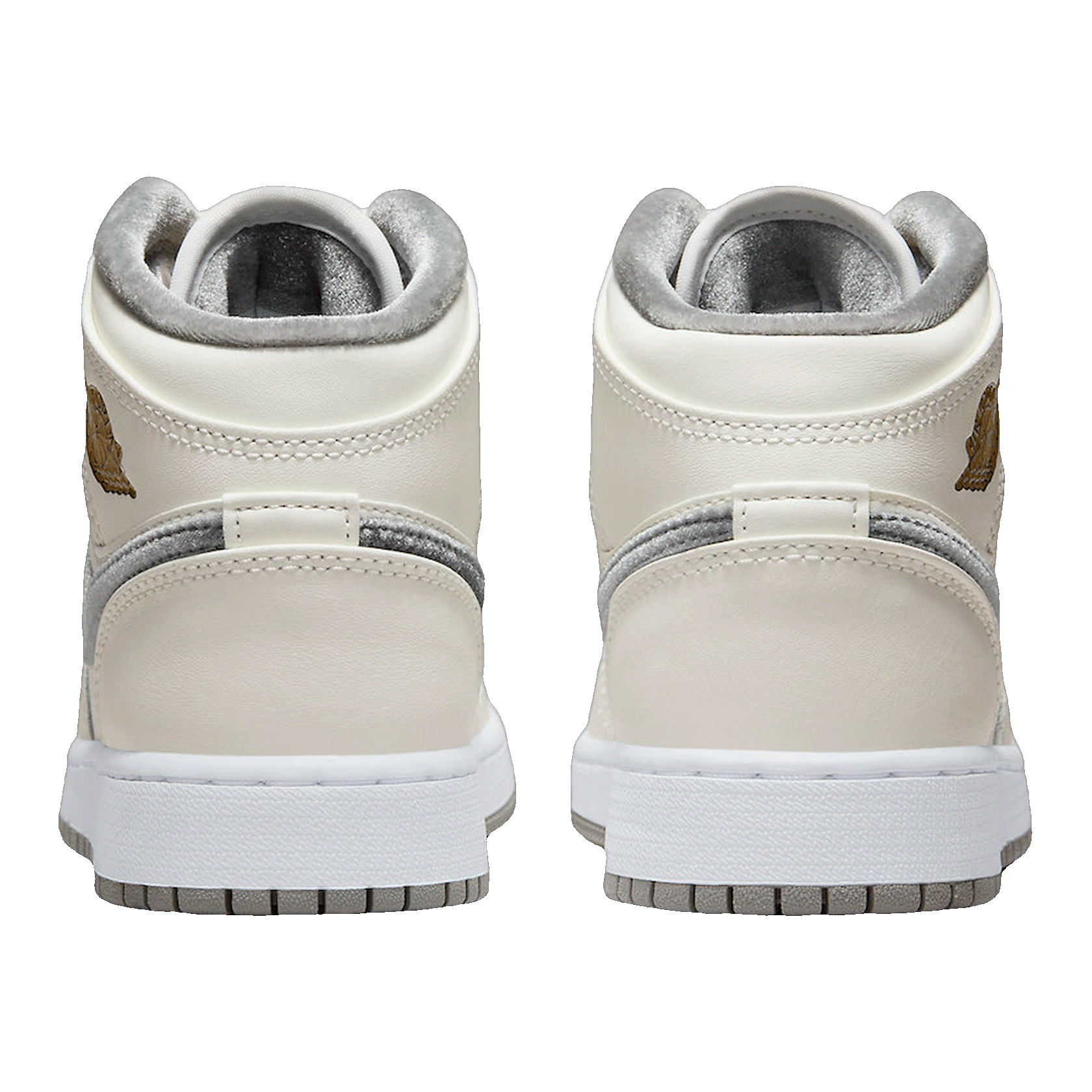 Nike Air Jordan 1 Mid SE Sail Metallic Gold Flat Pewter (GS) Back