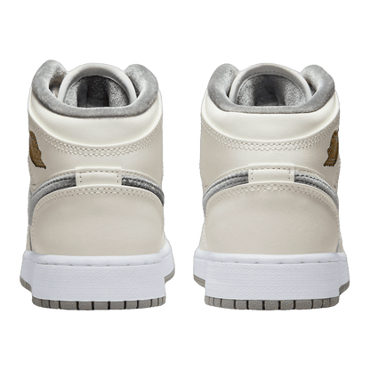 Nike Air Jordan 1 Mid SE Sail Metallic Gold Flat Pewter (GS) Back