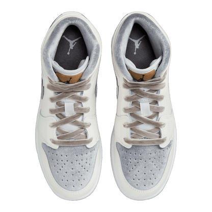 Nike Air Jordan 1 Mid SE Sail Metallic Gold Flat Pewter (GS) Oben