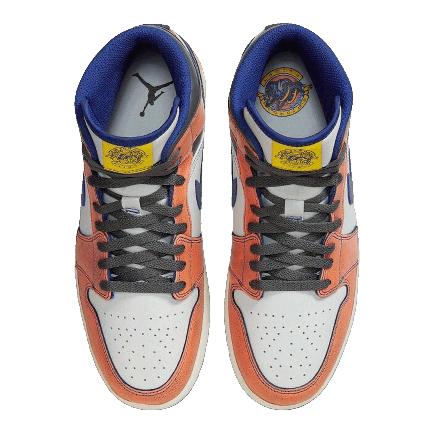 Nike Air Jordan 1 Mid SE Summit White Crimson Bliss Deep Royal Blue Iron Grey Oben