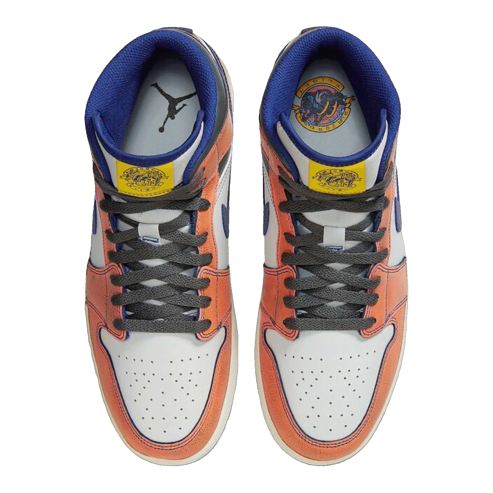 Nike Air Jordan 1 Mid SE Summit White Crimson Bliss Deep Royal Blue Iron Grey Oben