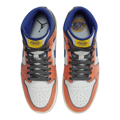 Nike Air Jordan 1 Mid SE Summit White Crimson Bliss Deep Royal Blue Iron Grey Oben