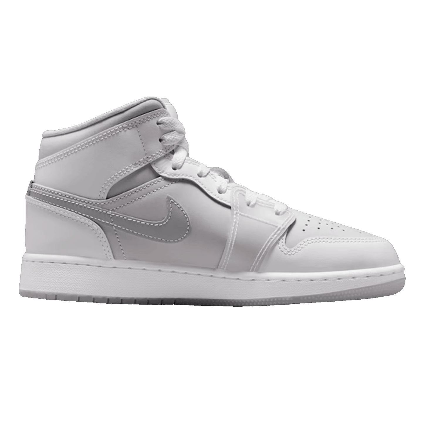Nike Air Jordan 1 Mid SE Summit White Metallic Silver (GS)
