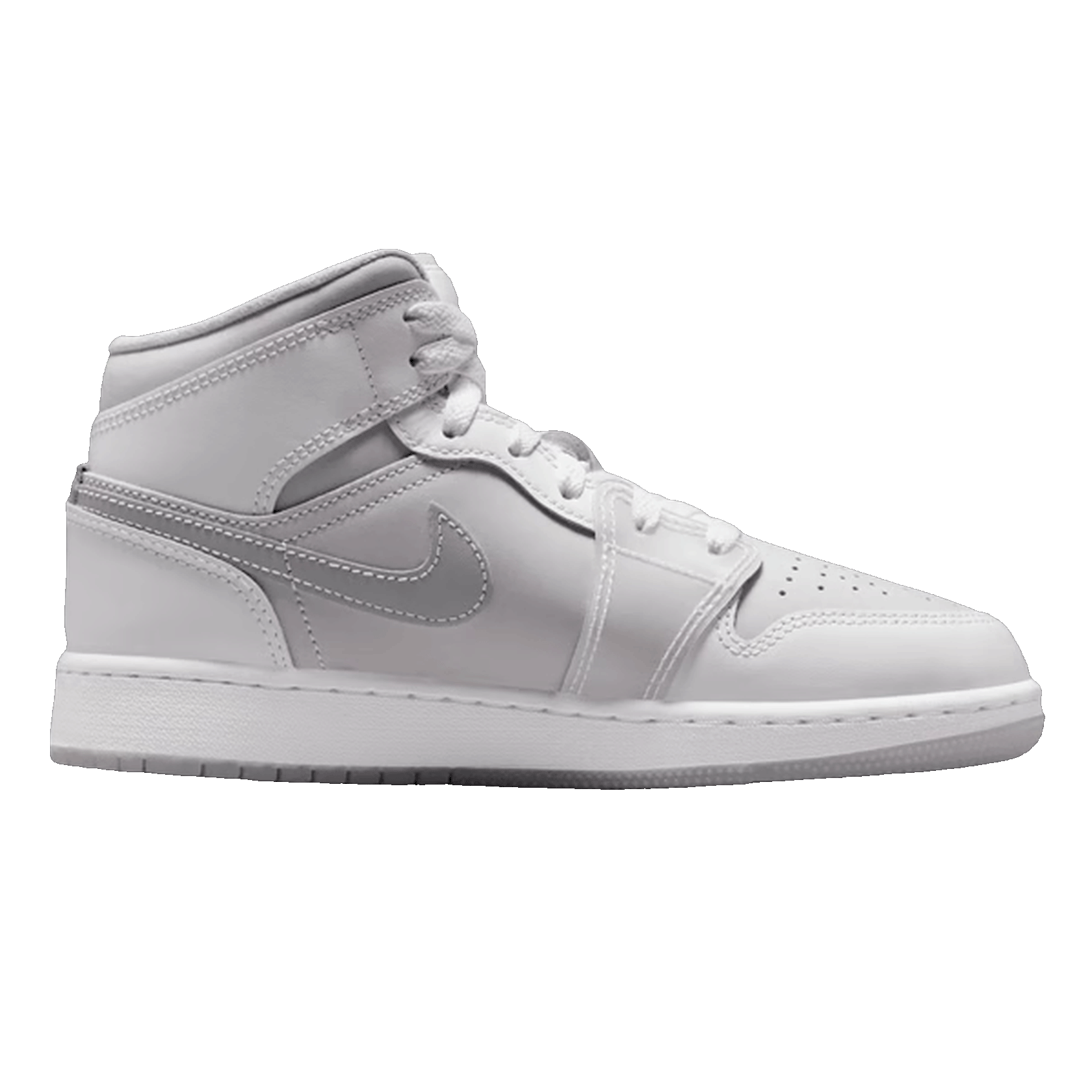 Nike Air Jordan 1 Mid SE Summit White Metallic Silver (GS)