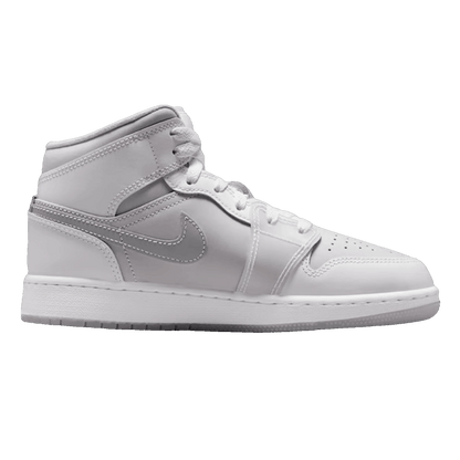 Nike Air Jordan 1 Mid SE Summit White Metallic Silver (GS)
