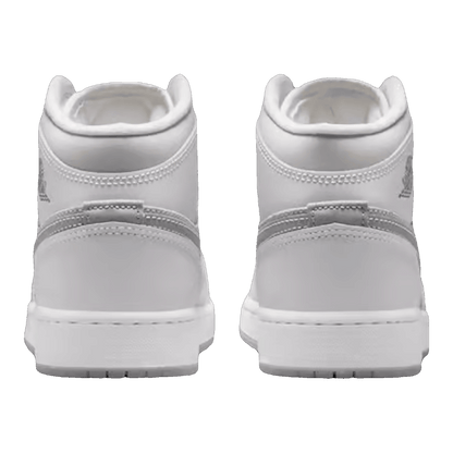 Nike Air Jordan 1 Mid SE Summit White Metallic Silver (GS) Back