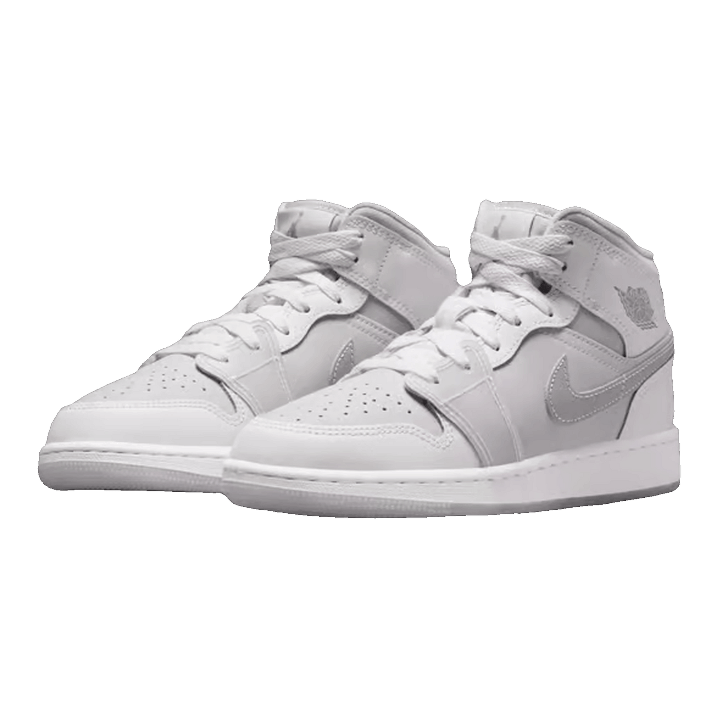 Nike Air Jordan 1 Mid SE Summit White Metallic Silver (GS) Side