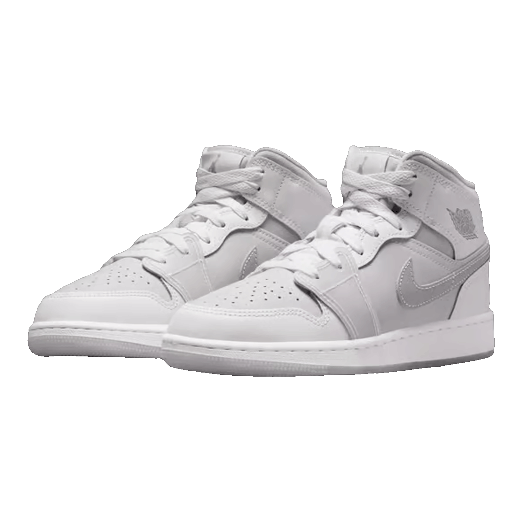 Nike Air Jordan 1 Mid SE Summit White Metallic Silver (GS) Side