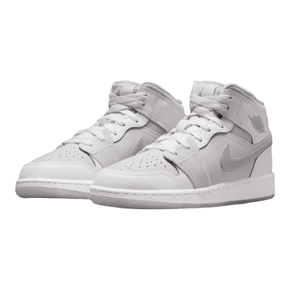 Nike Air Jordan 1 Mid SE Summit White Metallic Silver (GS) Side