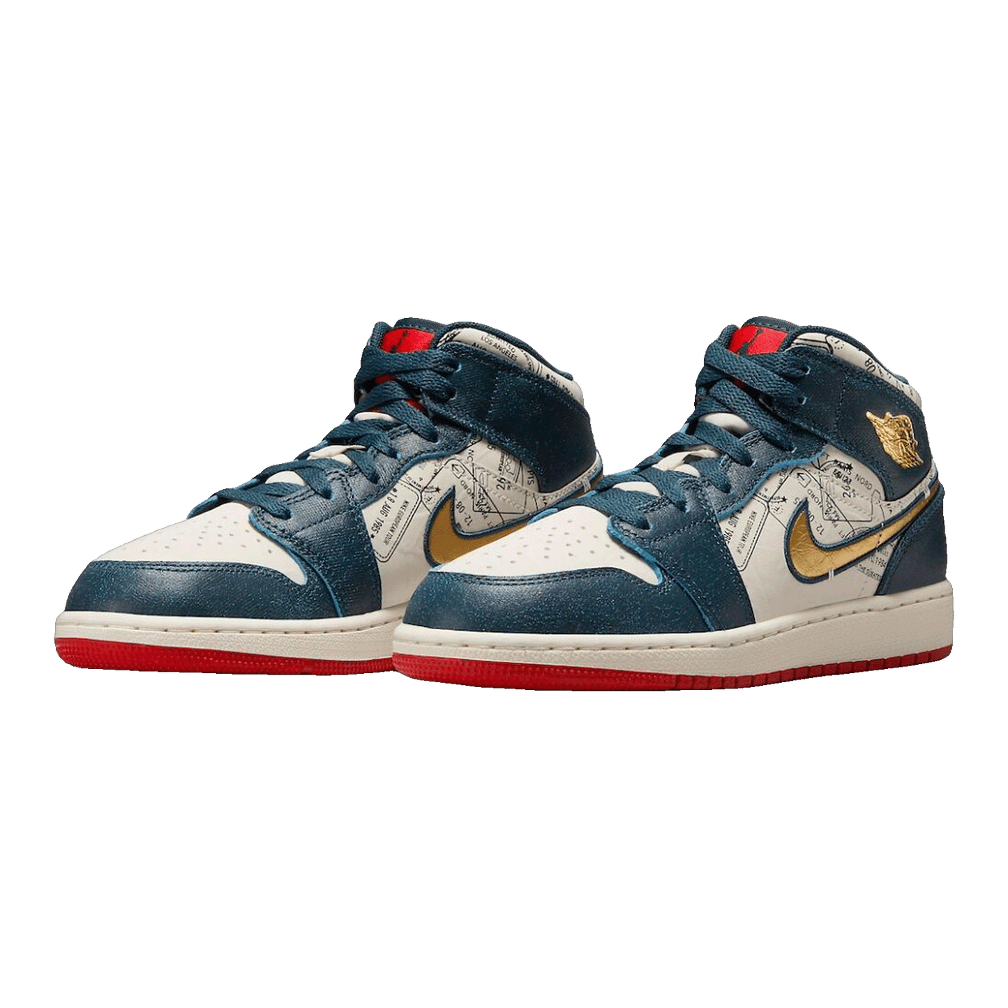 Nike Air Jordan 1 Mid SE Take Flight Gold Swoosh (GS) Side