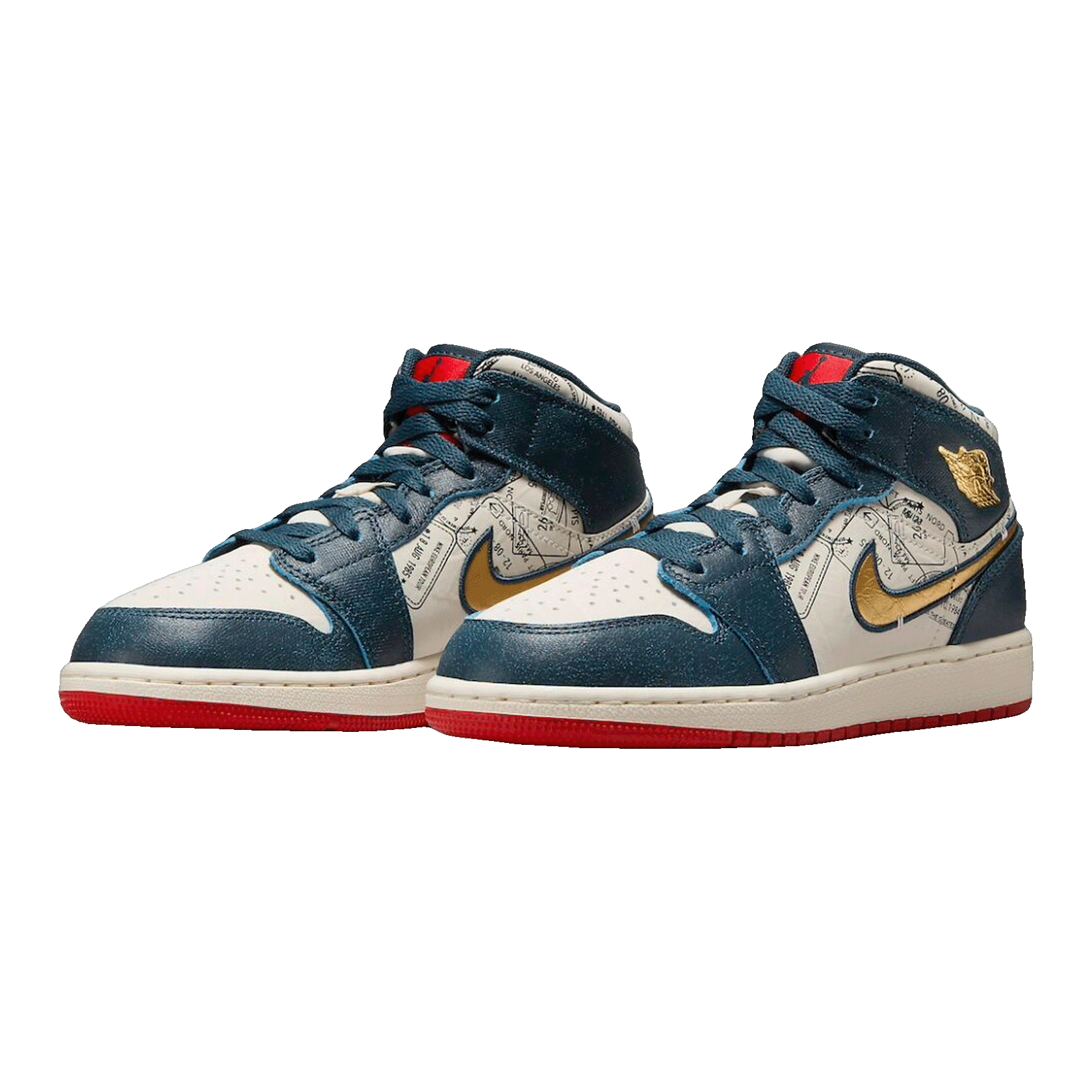 Nike Air Jordan 1 Mid SE Take Flight Gold Swoosh (GS) Side