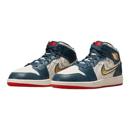 Nike Air Jordan 1 Mid SE Take Flight Gold Swoosh (GS) Side