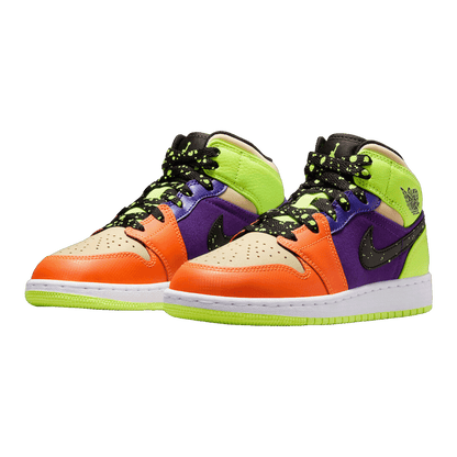 Nike Air Jordan 1 Mid SE Volt Vivid Orange (GS) Side