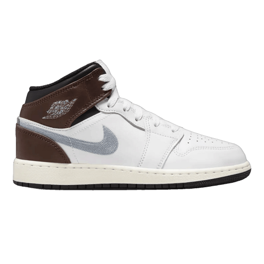 Nike Air Jordan 1 Mid SE White Brown Blue Grey (GS)