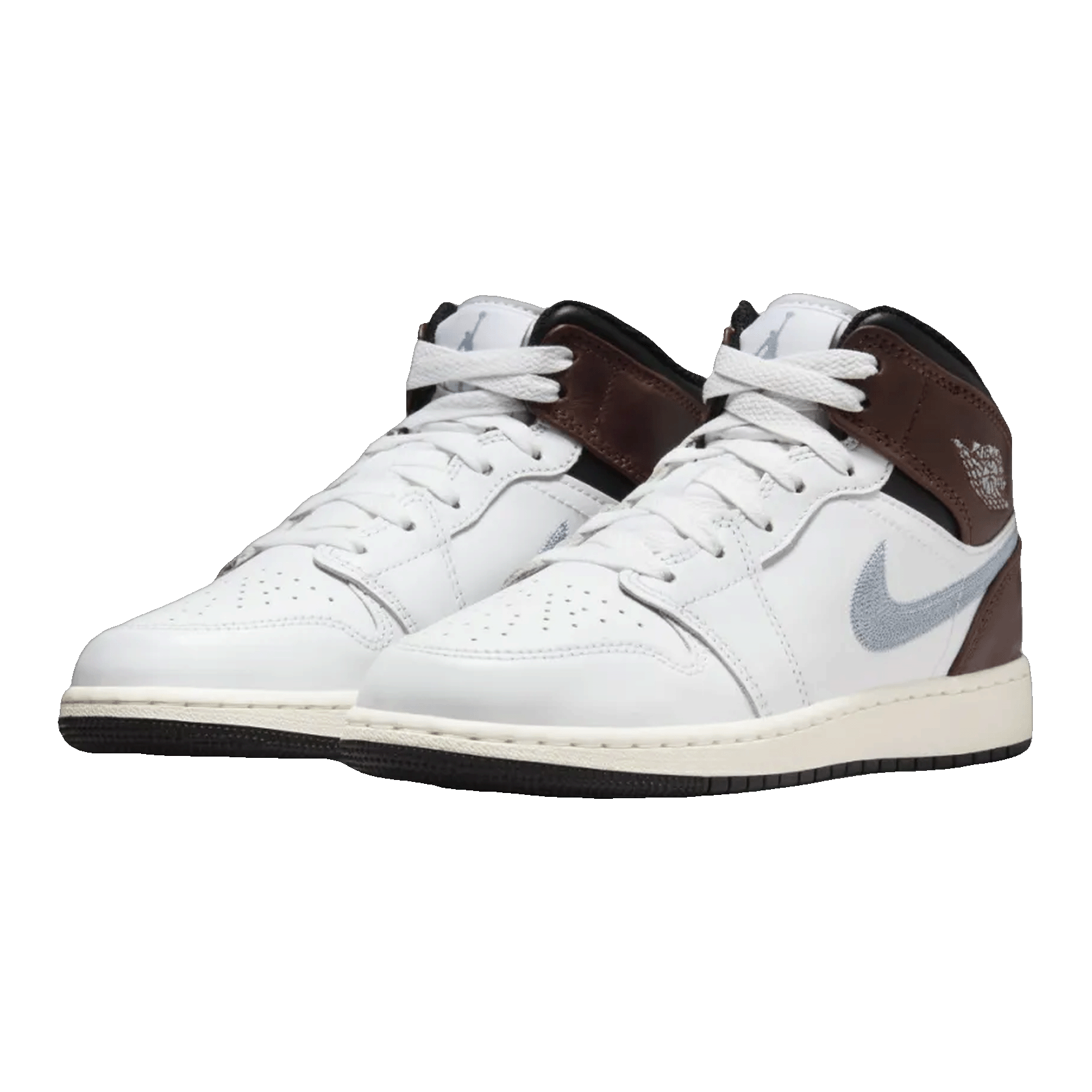 Nike Air Jordan 1 Mid SE White Brown Blue Grey (GS) Side