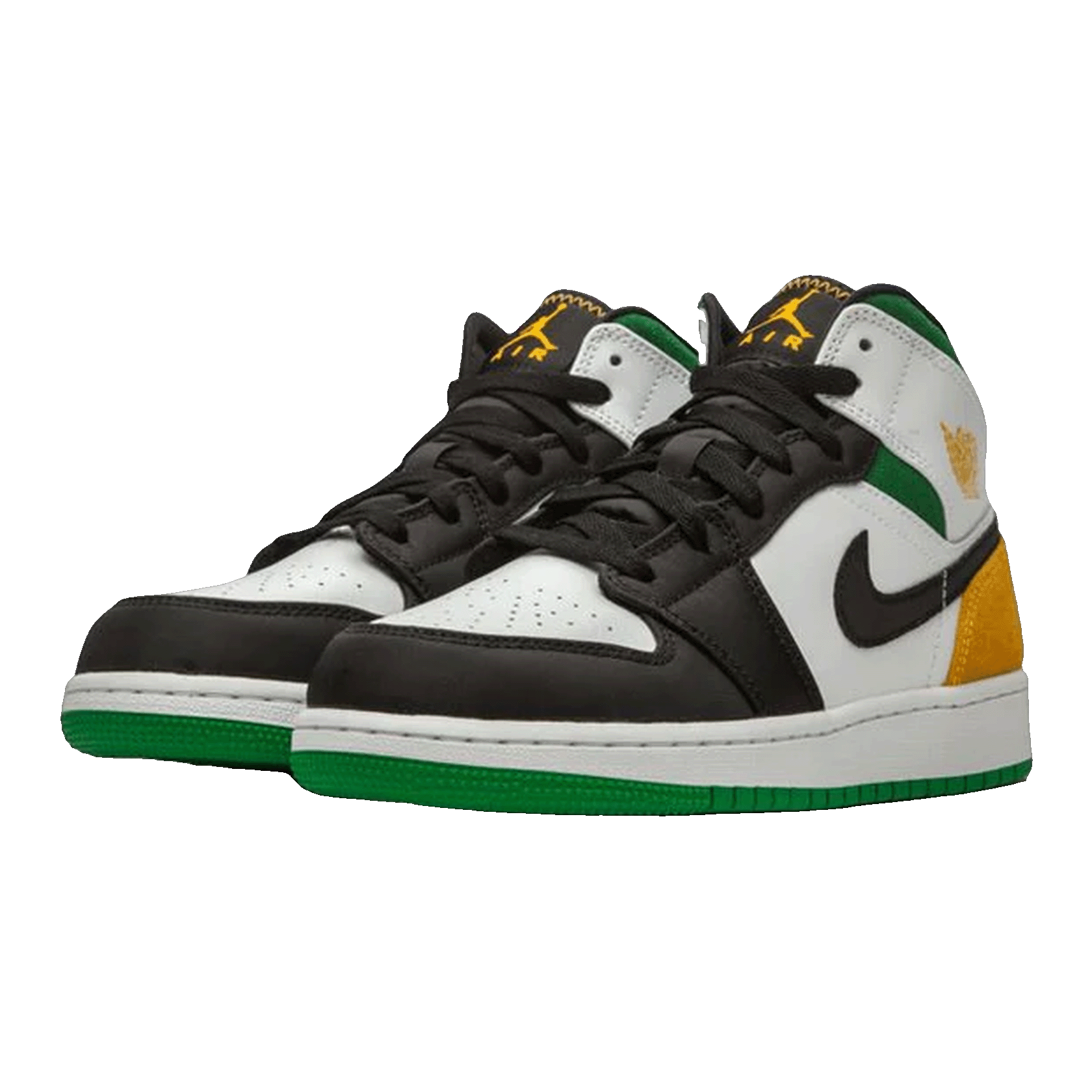 Nike Air Jordan 1 Mid SE White Laser Orange Lucky Green (GS) Side