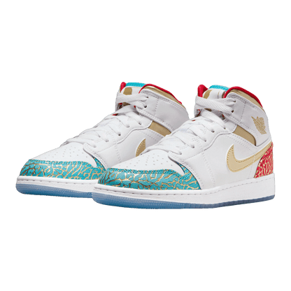 Nike Air Jordan 1 Mid Sneaker School NC to Chicago (GS) Side