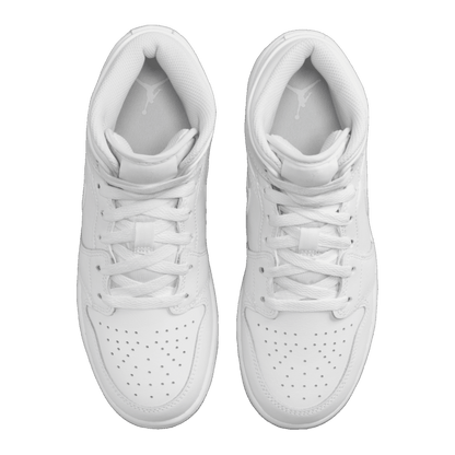 Nike Air Jordan 1 Mid Triple White (2023) (GS) Oben