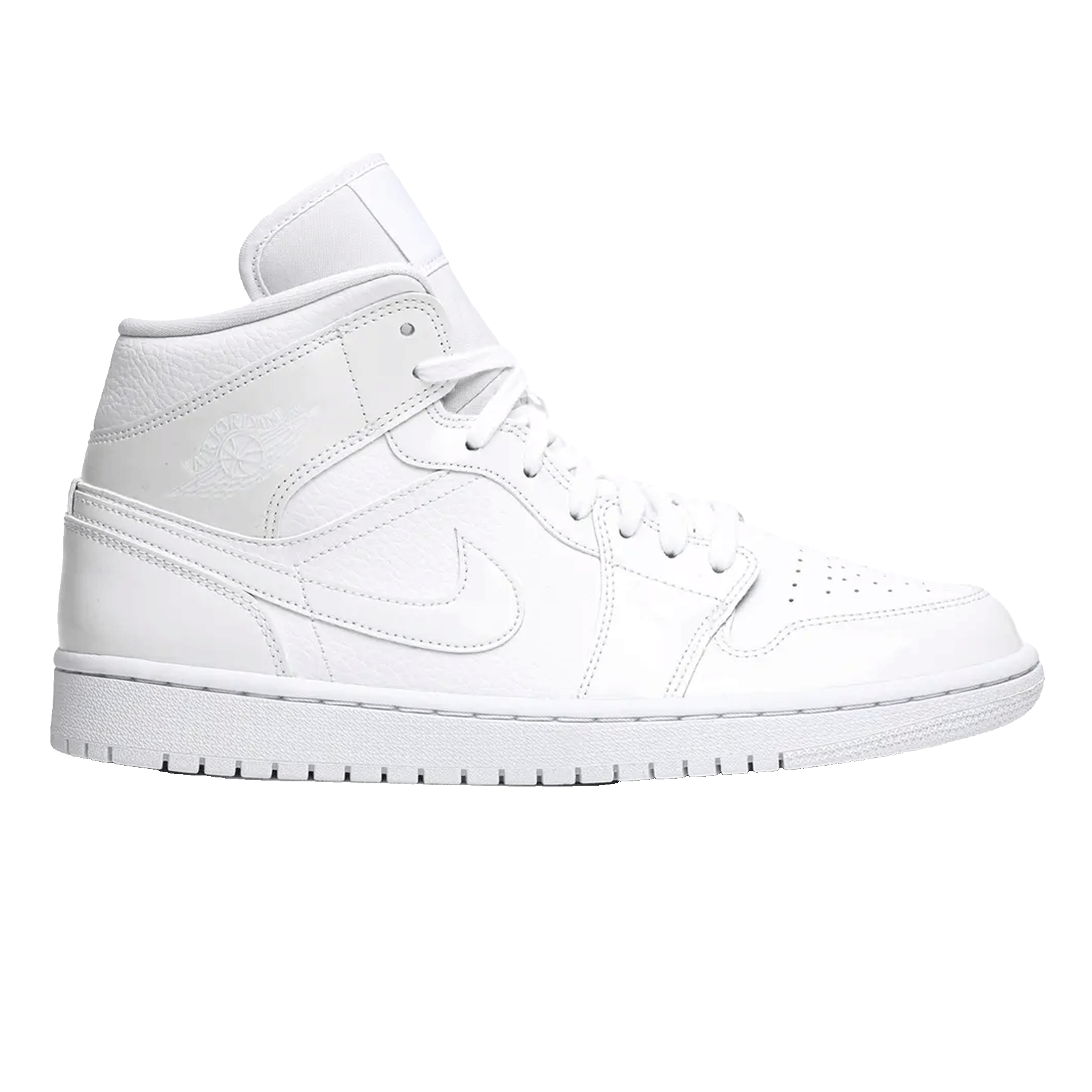 Nike Air Jordan 1 Mid Triple White Patent Swoosh (W)