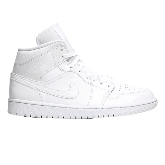 Nike Air Jordan 1 Mid Triple White Patent Swoosh (W)