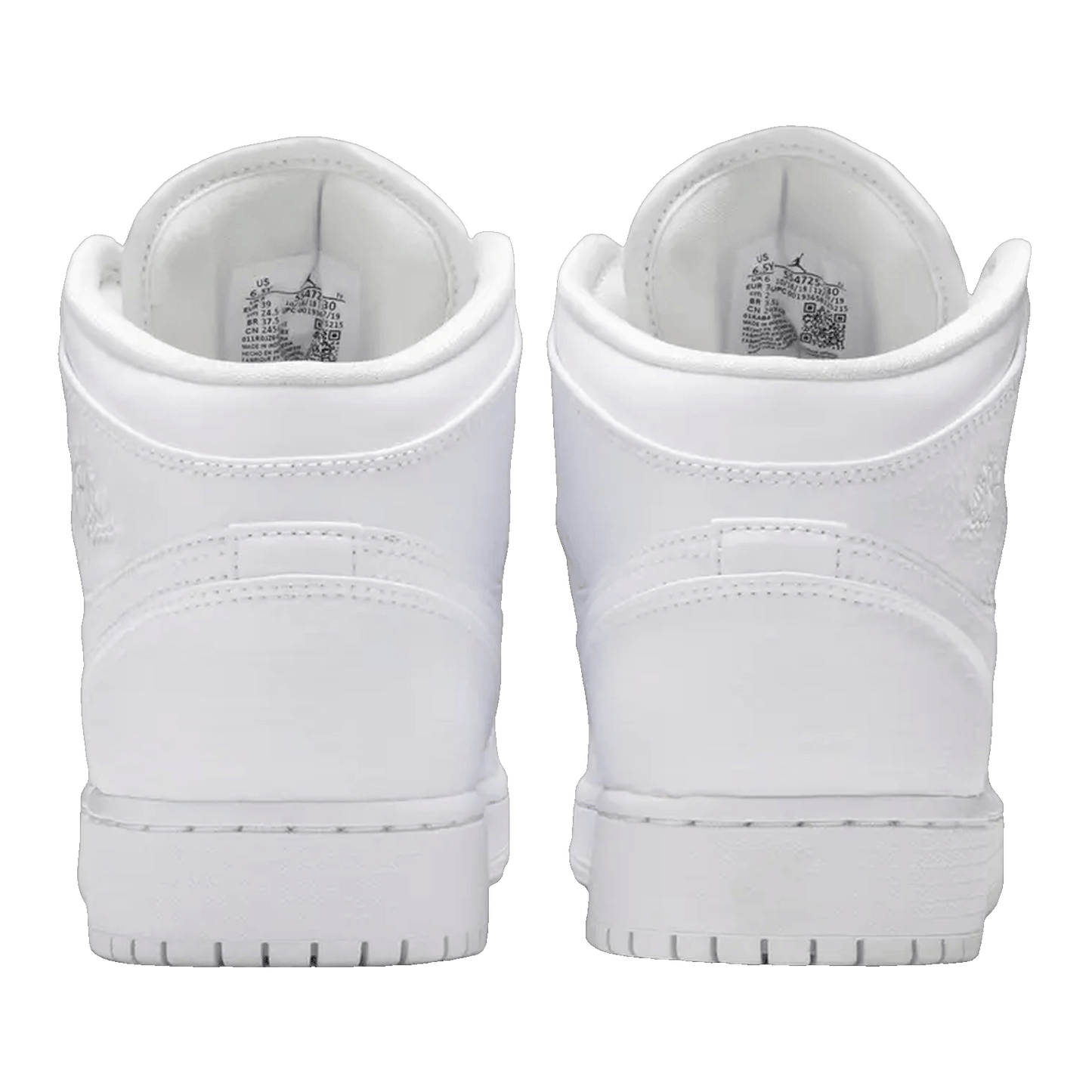 Nike Air Jordan 1 Mid Triple White Tumbled Leather (GS)