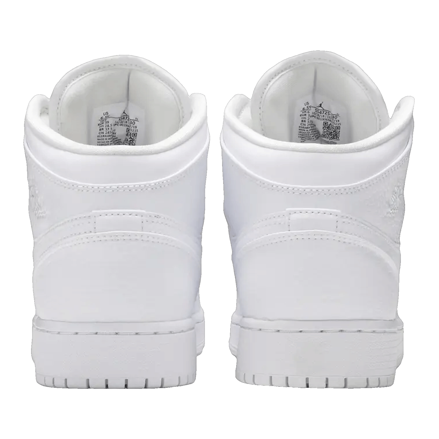 Nike Air Jordan 1 Mid Triple White Tumbled Leather (GS)