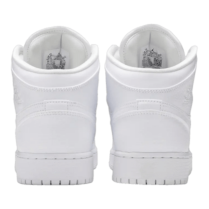 Nike Air Jordan 1 Mid Triple White Tumbled Leather (GS)