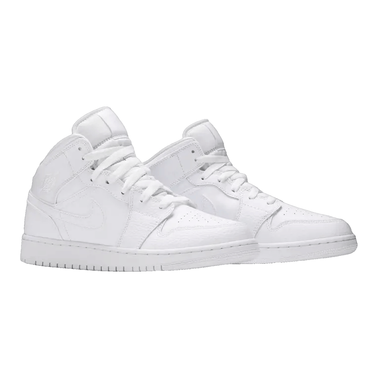 Nike Air Jordan 1 Mid Triple White Tumbled Leather (GS)