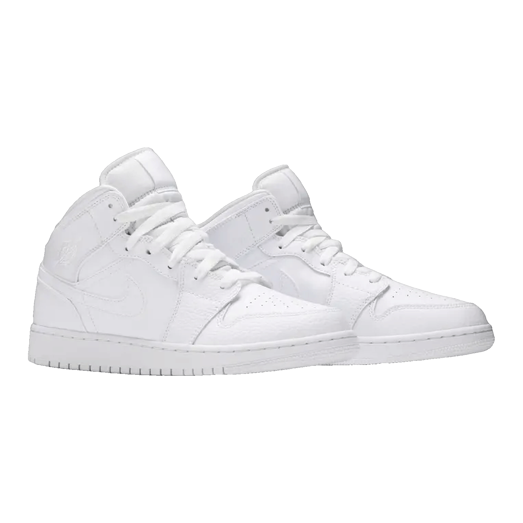 Nike Air Jordan 1 Mid Triple White Tumbled Leather (GS)