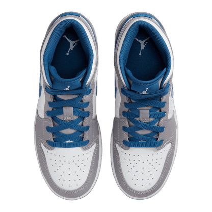Nike Air Jordan 1 Mid True Blue Cement (GS) Oben