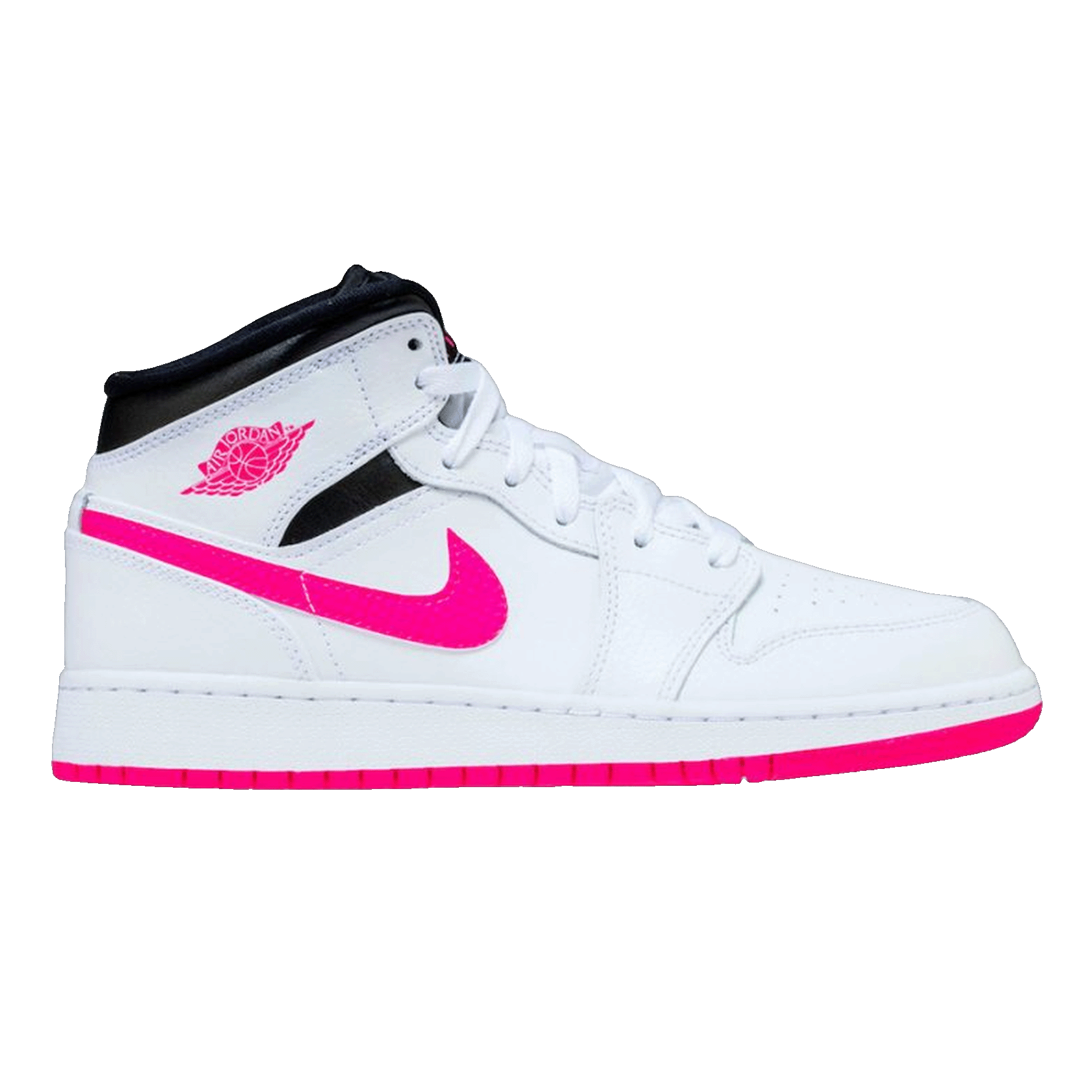 Nike Air Jordan 1 Mid White Black Hyper Pink (GS)