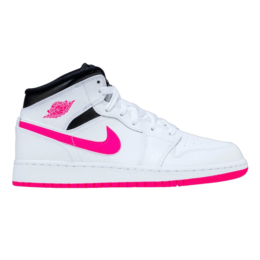 Nike Air Jordan 1 Mid White Black Hyper Pink (GS)