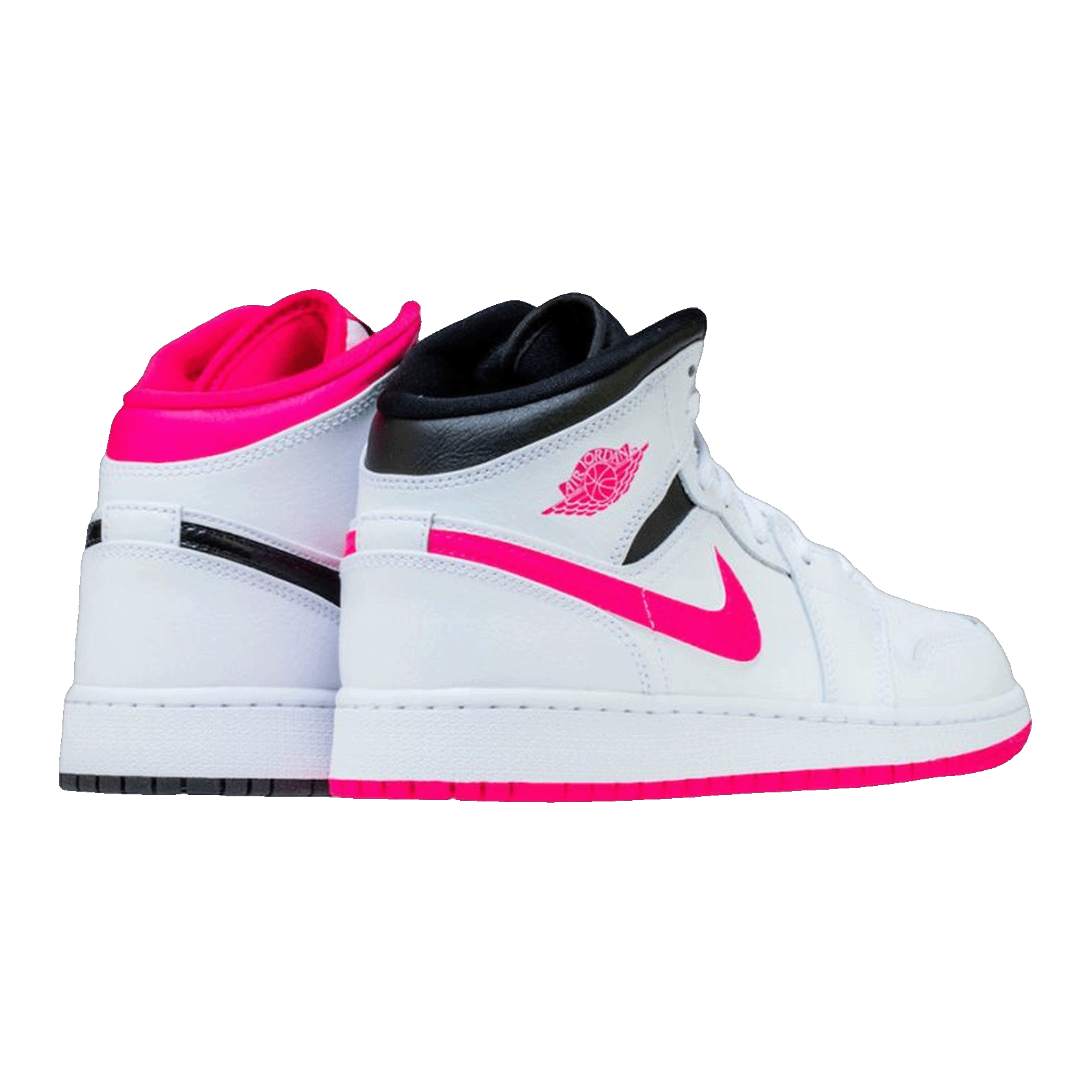 Nike Air Jordan 1 Mid White Black Hyper Pink (GS) Back