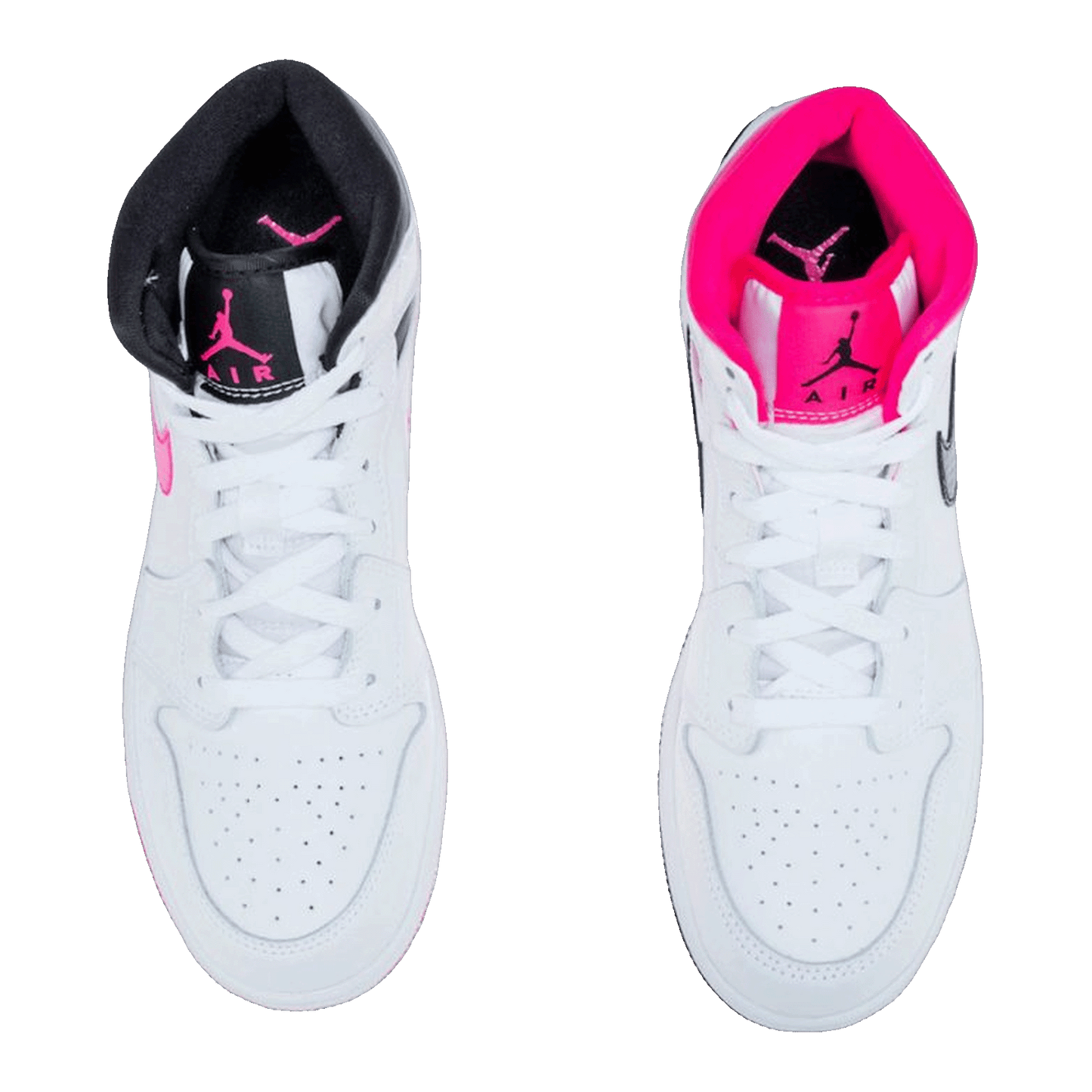 Nike Air Jordan 1 Mid White Black Hyper Pink (GS) Oben