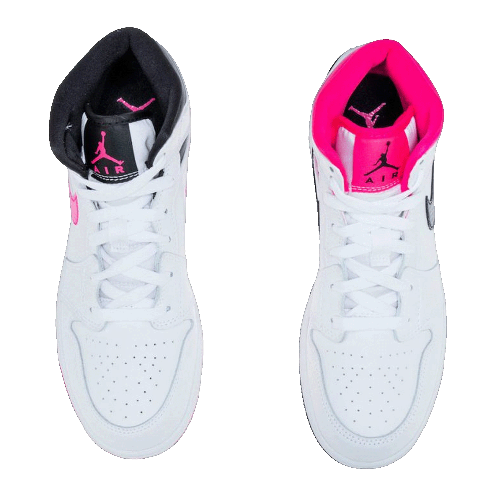 Nike Air Jordan 1 Mid White Black Hyper Pink (GS) Oben
