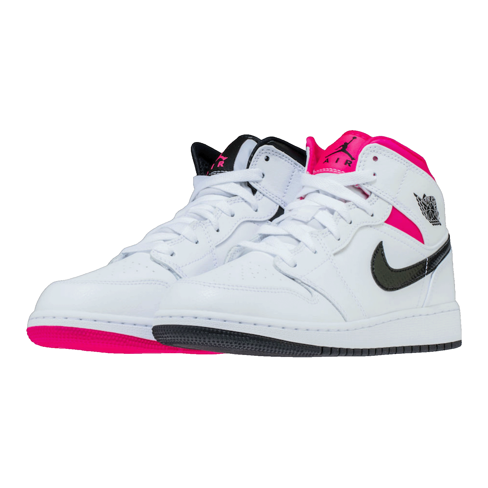 Nike Air Jordan 1 Mid White Black Hyper Pink (GS) Side