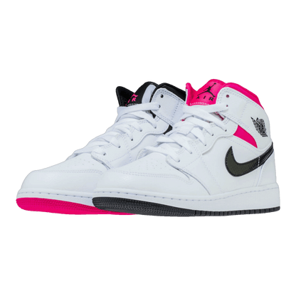 Nike Air Jordan 1 Mid White Black Hyper Pink (GS) Side