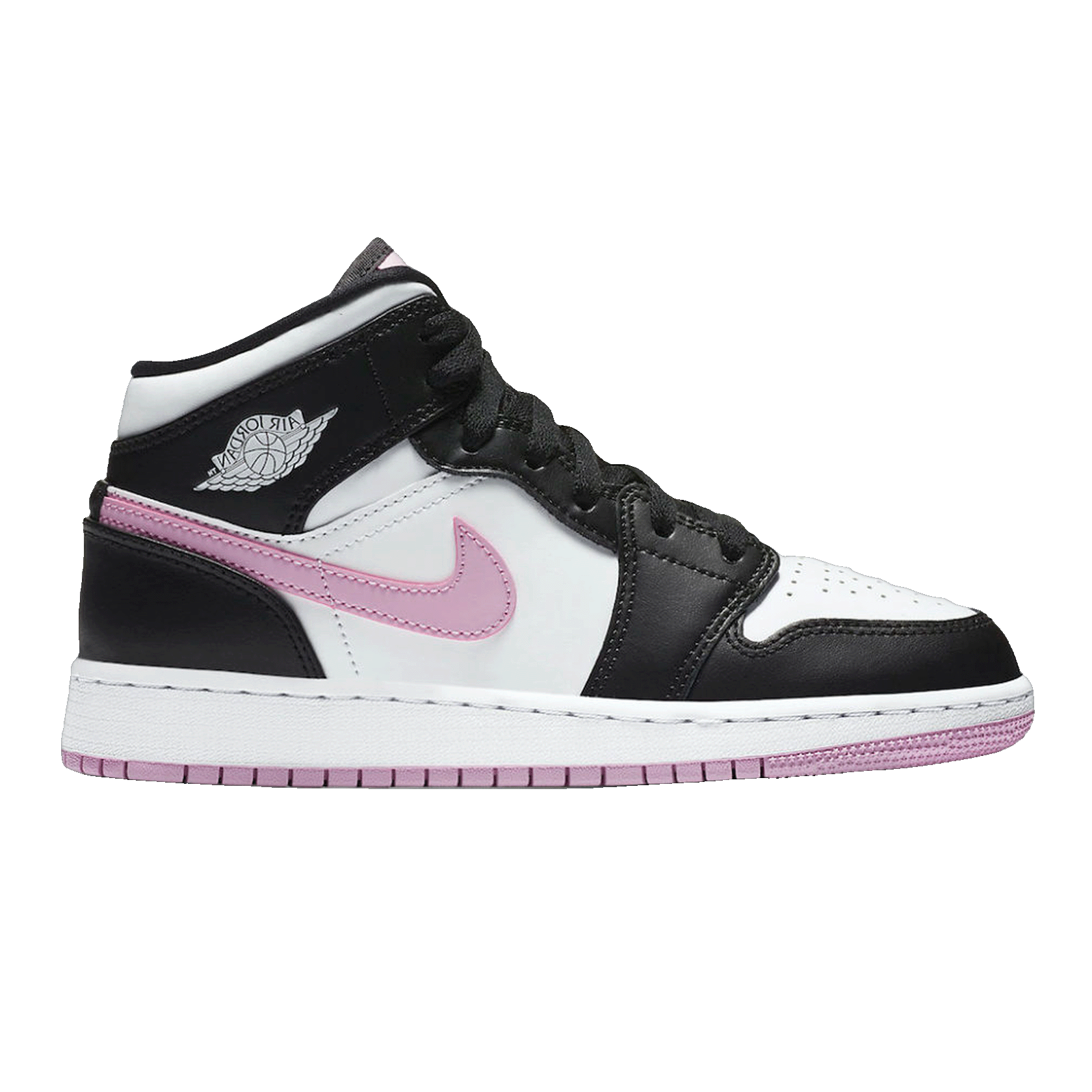 Nike Air Jordan 1 Mid White Black Light Arctic Pink (GS)