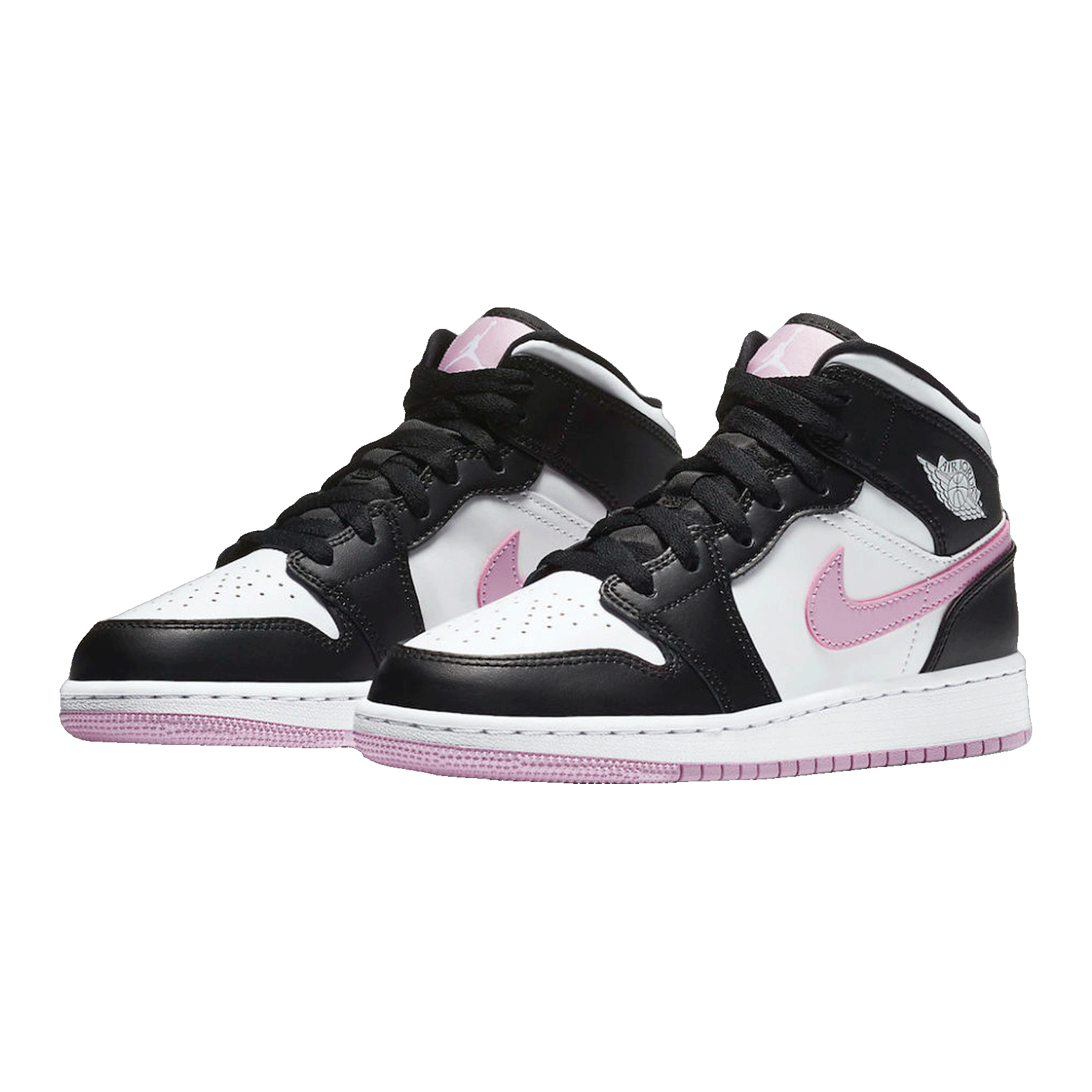 Nike Air Jordan 1 Mid White Black Light Arctic Pink (GS) Side
