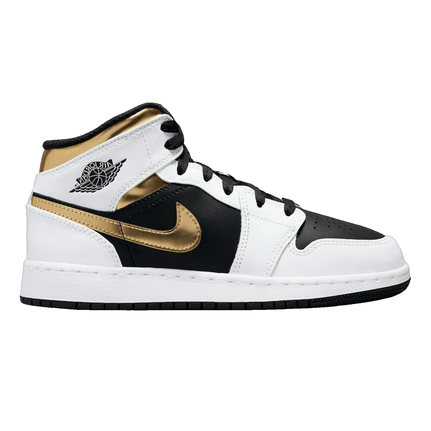 Nike Air Jordan 1 Mid White Gold Black (GS)