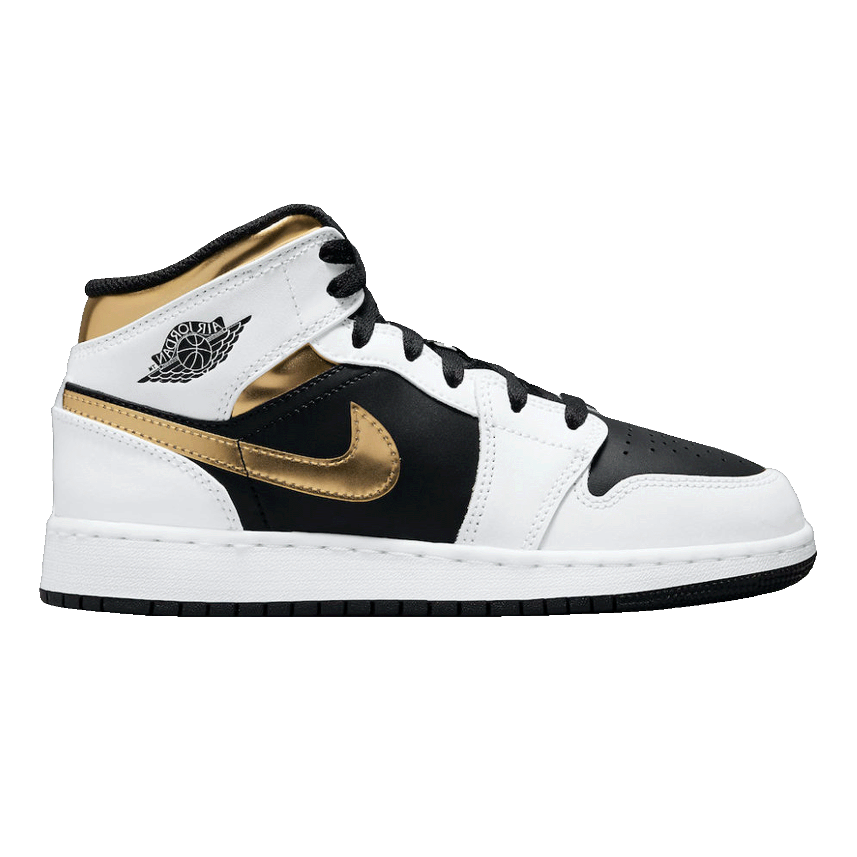 Nike Air Jordan 1 Mid White Gold Black (GS)