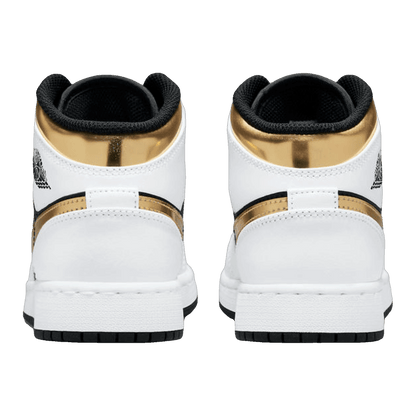 Nike Air Jordan 1 Mid White Gold Black (GS) Back