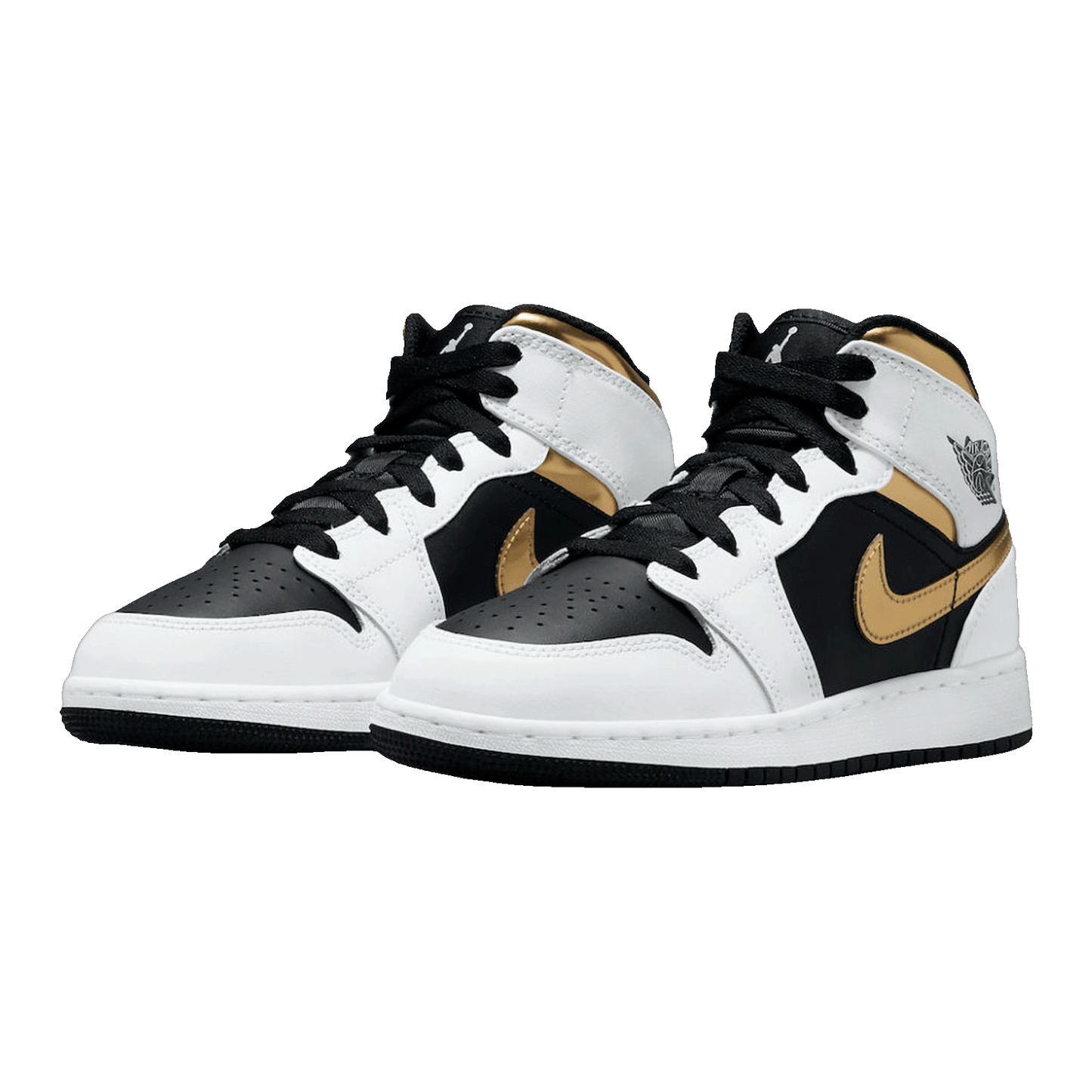 Nike Air Jordan 1 Mid White Gold Black (GS) Side
