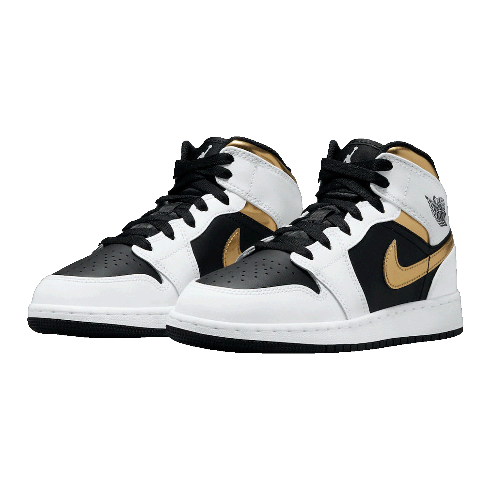 Nike Air Jordan 1 Mid White Gold Black (GS) Side