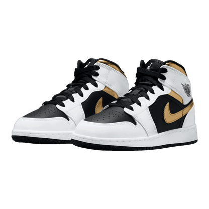 Nike Air Jordan 1 Mid White Gold Black (GS) Side