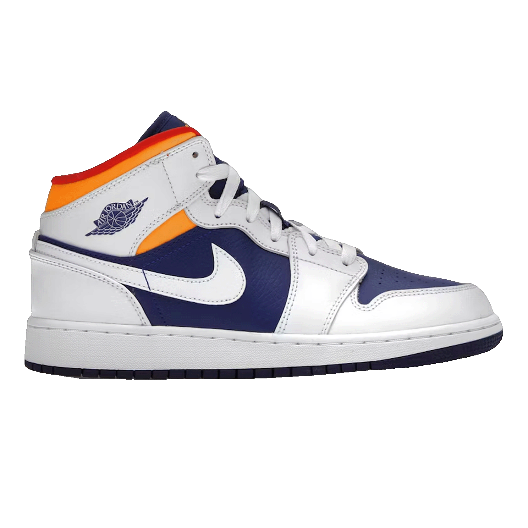 Nike Air Jordan 1 Mid White Laser Orange Deep Royal Blue (GS)
